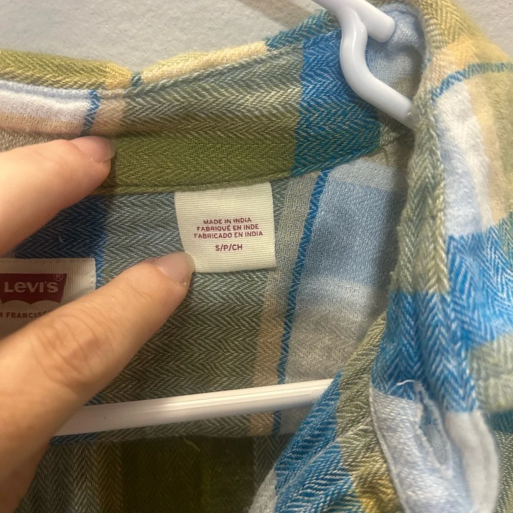Levi's Jackson Worker Plaid Flannel Shirt Green Blue Men's SizeSRelaxed Fit 0160